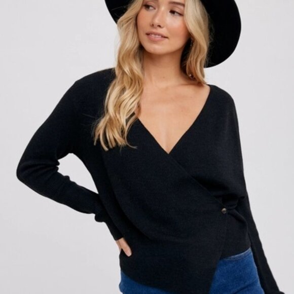 CLEAR OUT!!!! Surplice Wrap Pullover Sweater - Picture 2 of 13